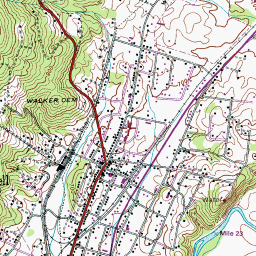 Topographic Map of Whitwell School, TN