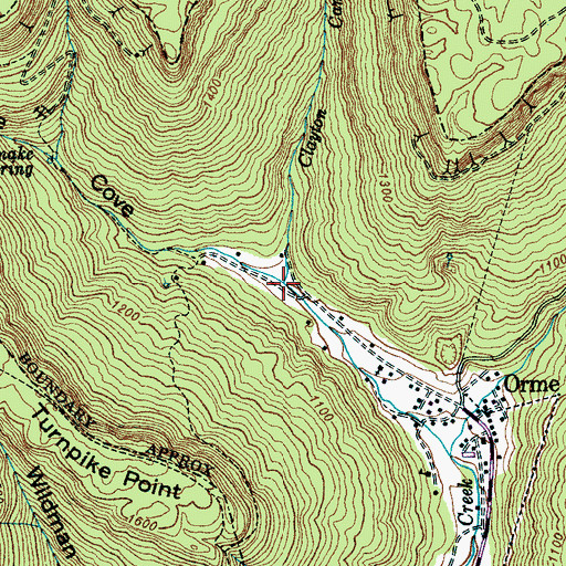 Topographic Map of Wildcat Branch, TN