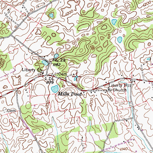 Topographic Map of Cantrell Pond, TN