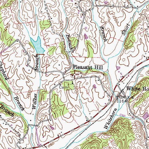 Topographic Map of Pleasant Hill School (historical), TN