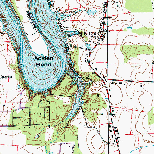 Topographic Map of Murray Lake, TN