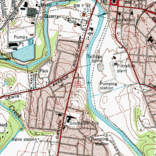 Topographic Map of Cannon Baptist Church, TN