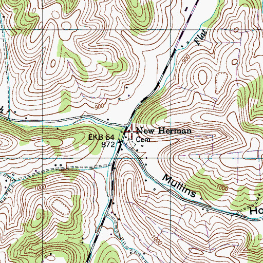 Topographic Map of New Herman Church of Christ, TN