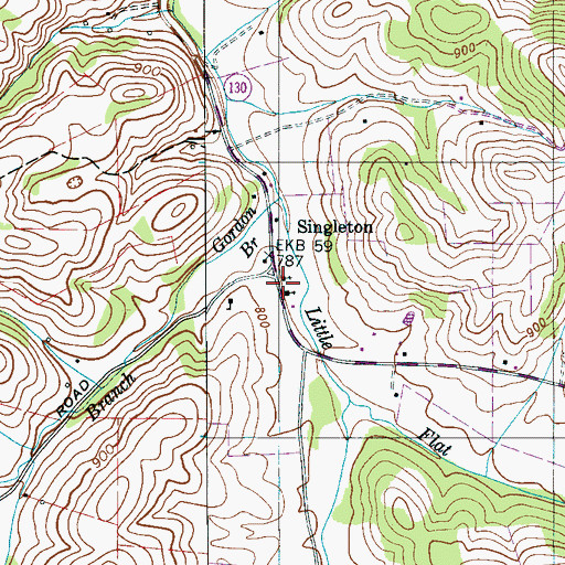 Topographic Map of Singleton Baptist Church, TN