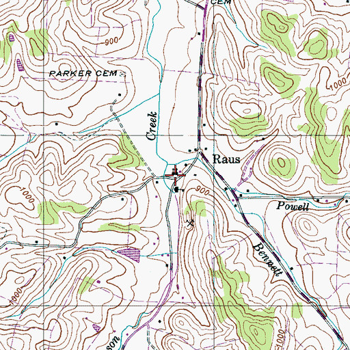 Topographic Map of Thompson Creek Baptist Church, TN