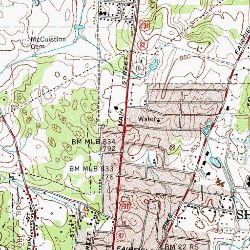 Topographic Map of Trinity Southern Methodist Church, TN