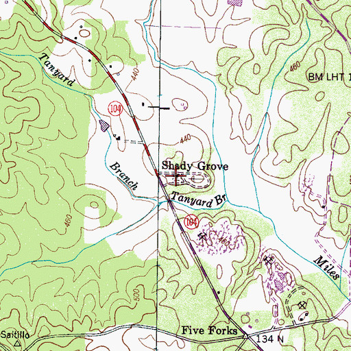 Topographic Map of Shady Grove Church, TN