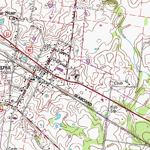 Topographic Map of Adams School, TN