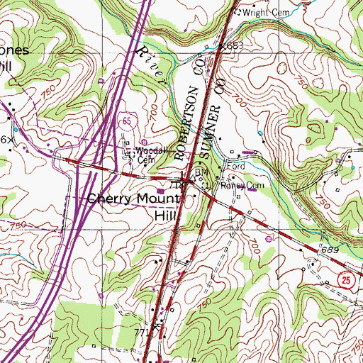 Topographic Map of Cherry Mount (historical), TN