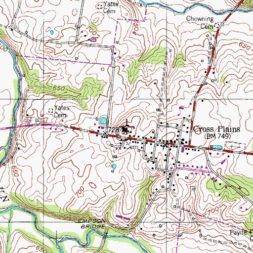 Topographic Map of Cross Plains School, TN