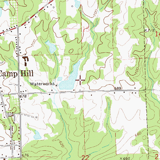 Topographic Map of Camp Hill Reservoir Dam, AL