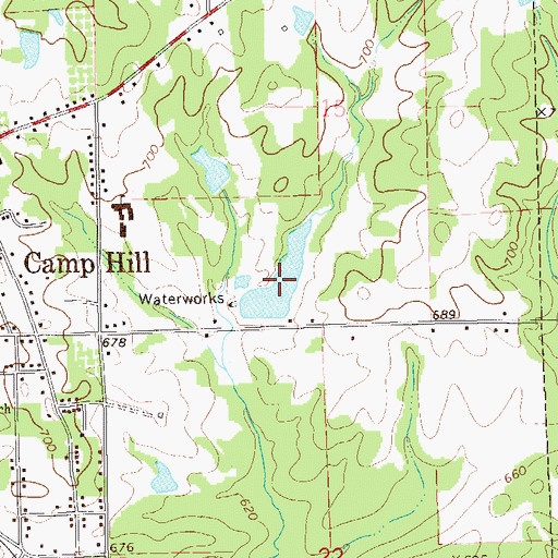 Topographic Map of Camp Hill Reservoir, AL