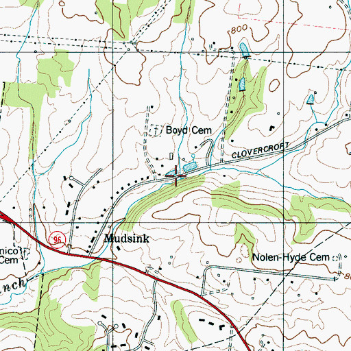 Topographic Map of Boyd Branch, TN