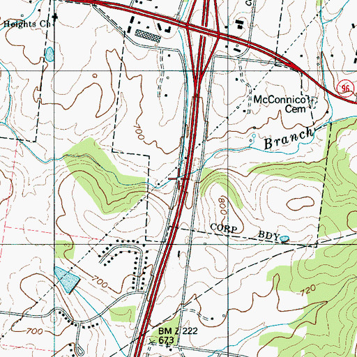 Topographic Map of Riverside Branch, TN