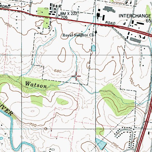 Topographic Map of Roberts Branch, TN