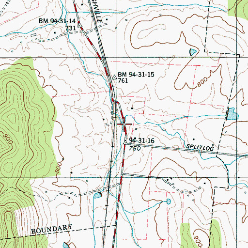 Topographic Map of Splitlog Creek, TN