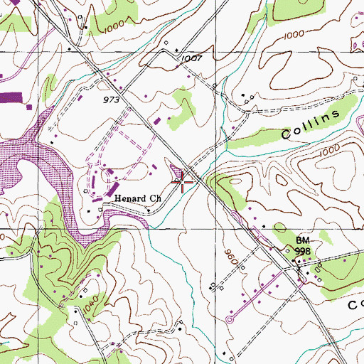 Topographic Map of Henard (historical), TN