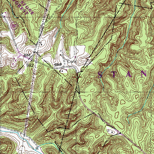 Topographic Map of Hix (historical), TN
