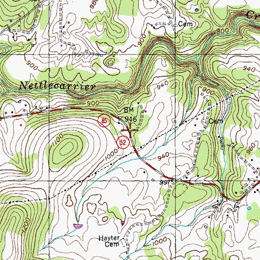 Topographic Map of Nettle Carrier (historical), TN