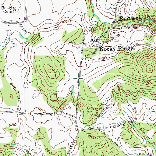 Topographic Map of Rocky Ridge, TN