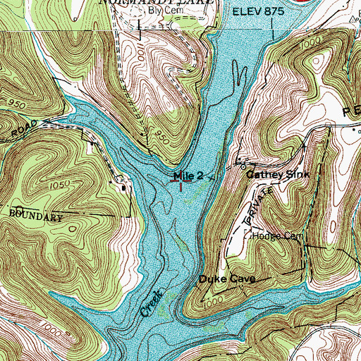 Topographic Map of Blue Spring, TN