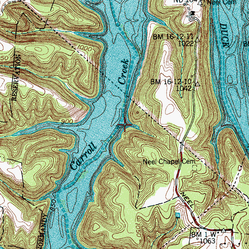 Topographic Map of Claude Carroll Spring, TN
