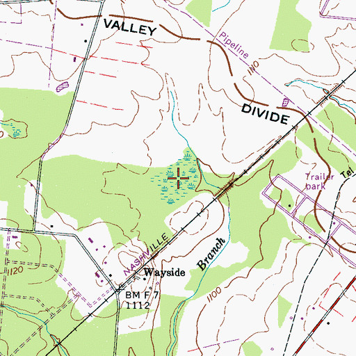 Topographic Map of Harfords Swamp, TN