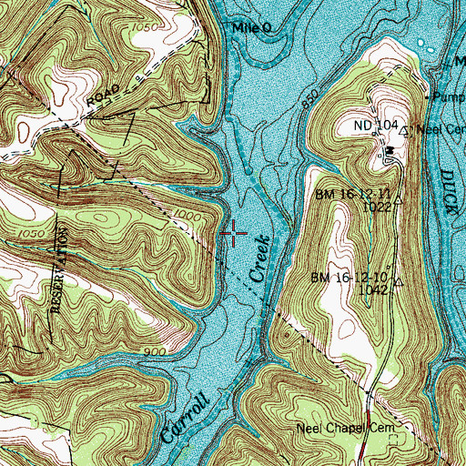Topographic Map of John Carroll Spring, TN
