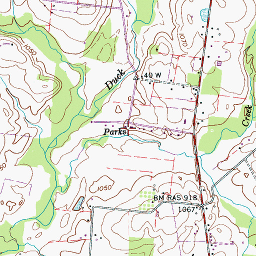 Topographic Map of Teal (historical), TN