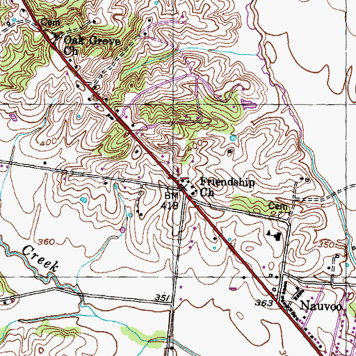 Topographic Map of Friendship, TN