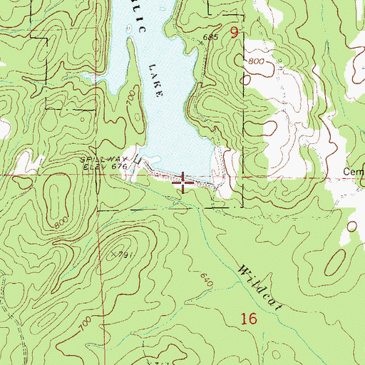 Topographic Map of Chambers County Public Lake Dam, AL