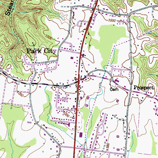 Topographic Map of Park City, TN