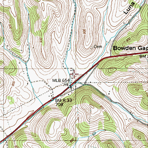 Topographic Map of Reed Hollow, TN