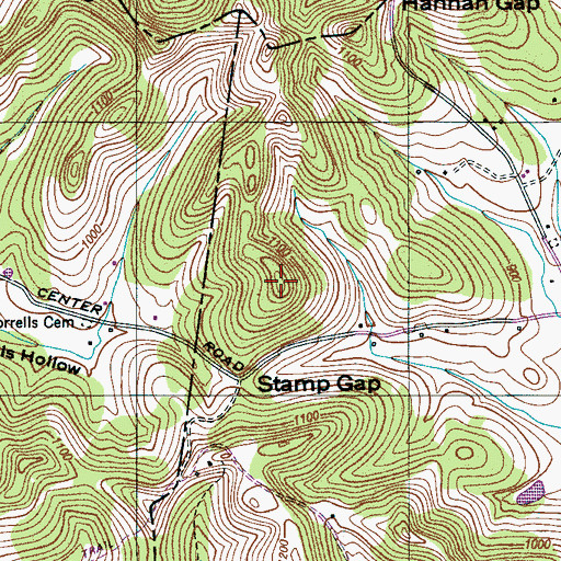 Topographic Map of Stamp Hill, TN