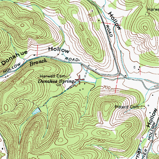 Topographic Map of Garner Hollow, TN