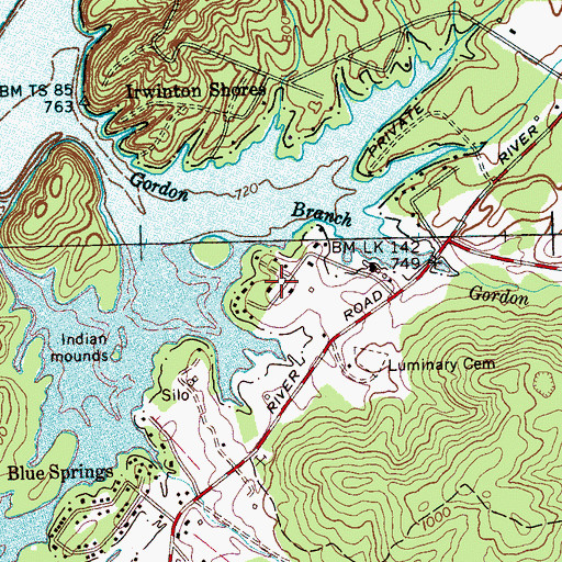 Topographic Map of Bayside, TN