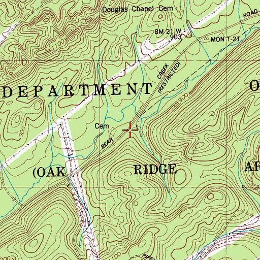 Topographic Map of Bear (historical), TN