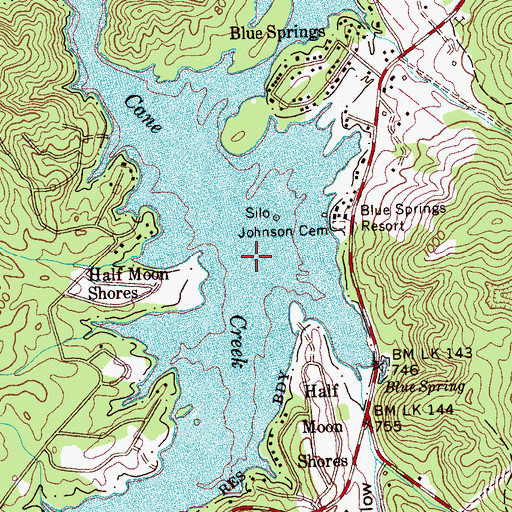 Topographic Map of Blue Spring Branch, TN