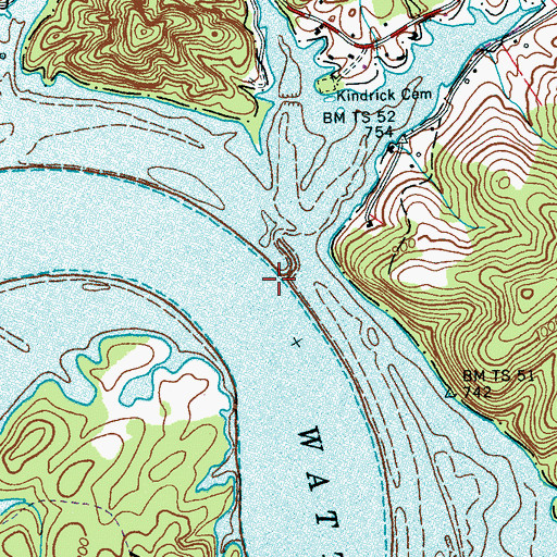 Topographic Map of Bullet Branch, TN