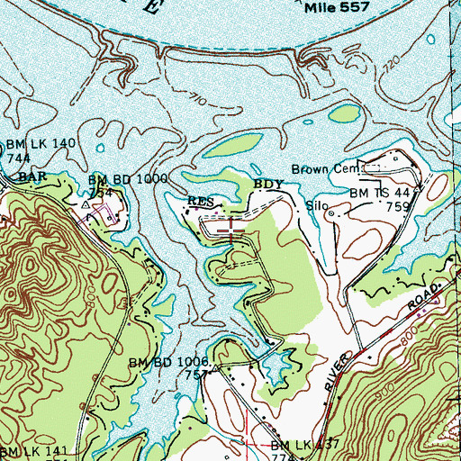 Topographic Map of Cannon Subdivision, TN