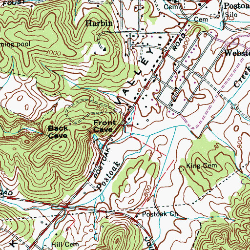 Topographic Map of Cave Spring, TN