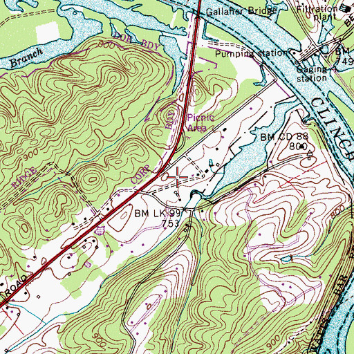 Topographic Map of Chestnut Hills, TN
