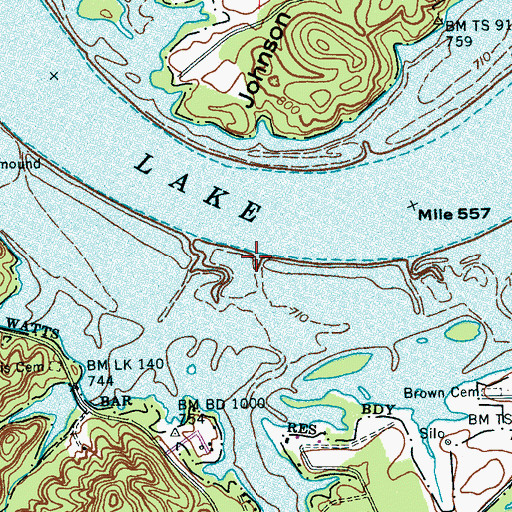 Topographic Map of Ellis Creek, TN