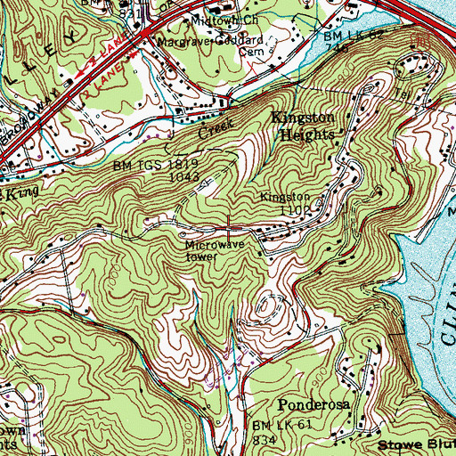 Topographic Map of Glen Wright, TN