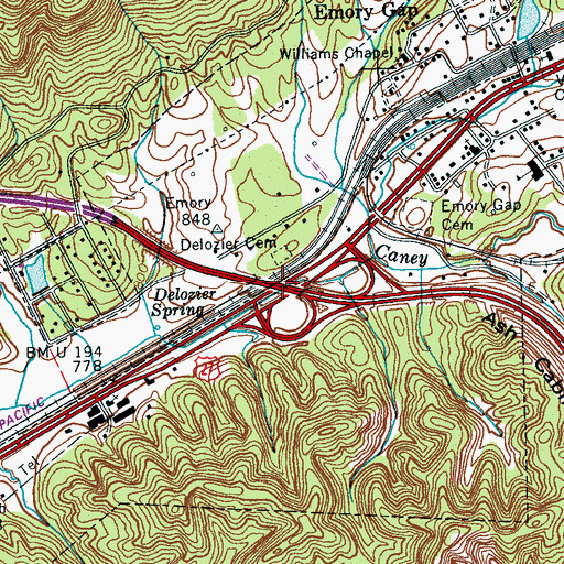 Topographic Map of Interchange 347, TN