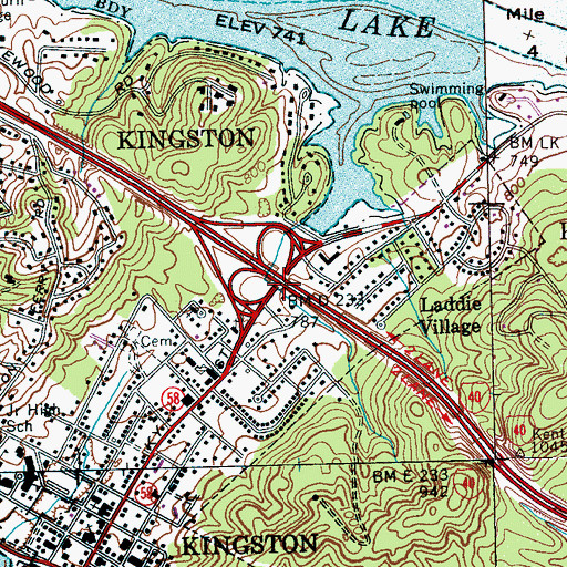 Topographic Map of Interchange 352, TN