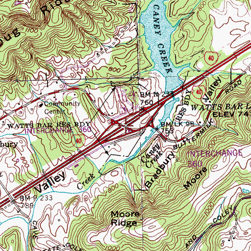 Topographic Map of Interchange 360, TN