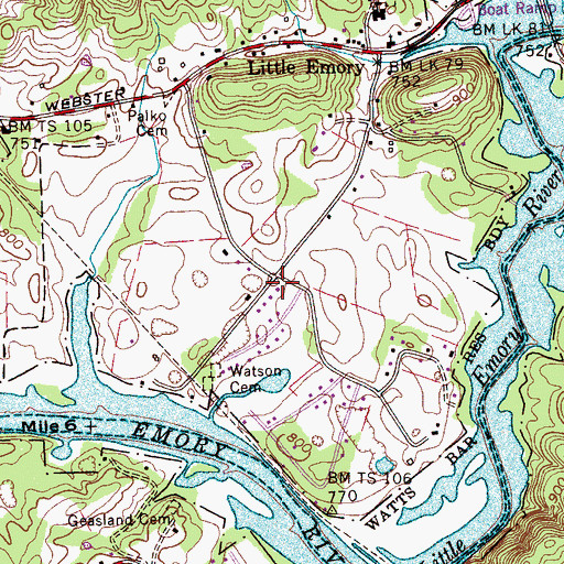 Topographic Map of Ladd Estates, TN