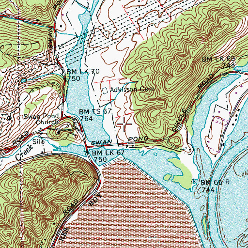 Topographic Map of Lake Shore, TN