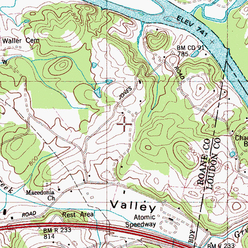 Topographic Map of Lakeland Subdivision, TN